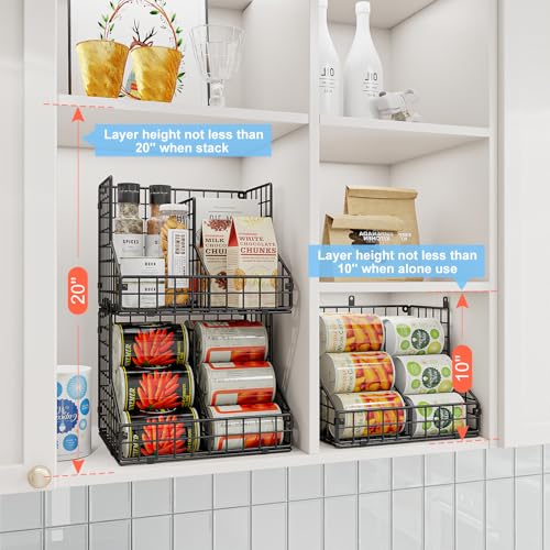 Stackable Can Organizer for Pantry with 2 Adjustable Dividers (28 Count)
