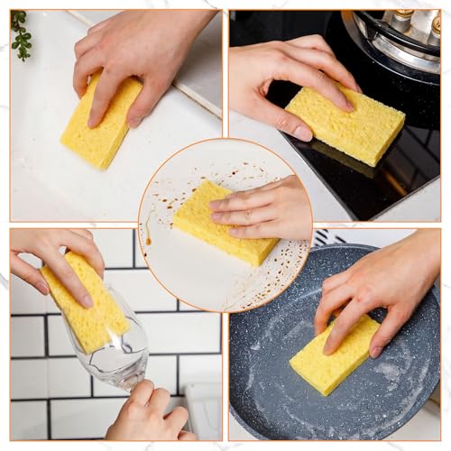200 Pcs Sponges Bulk Sponges Kitchen Compressed Sponge (Yellow)