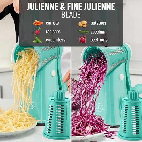 Rotary Cheese Grater Manual Hand Crank 5 Blade Shredder