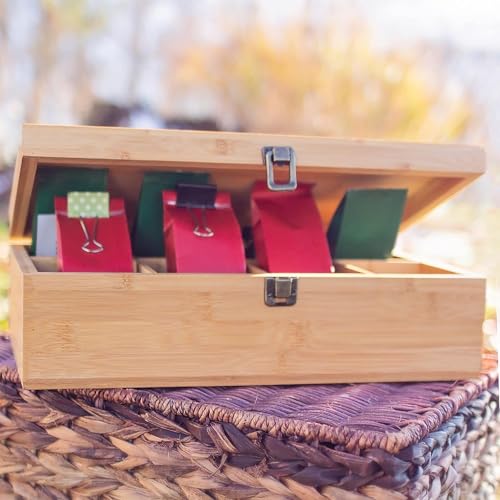 Bamboo Tea Organizer Box Chemical Free Eco (8-Slot Rectangular / Solid Bamboo)