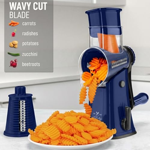 Rotary Cheese Grater Manual Hand Crank 5 Blade Shredder