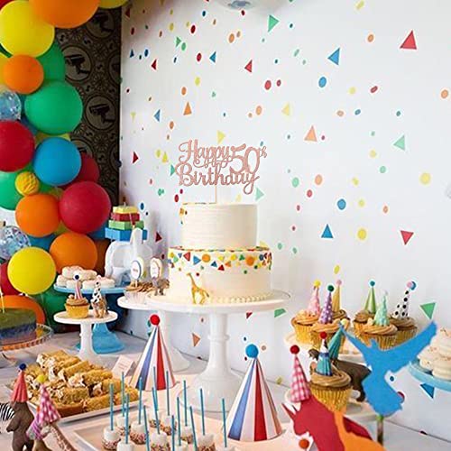 1 PCS Happy 50th Birthday Cake Topper Glitter Cheers to 50 Years Birthday Cake Pick 50 Fabulous Cake Decoration for Happy 50th Birthday Anniversary Party Decorations Supplies Rose Gold (Rose Gold / 50th)