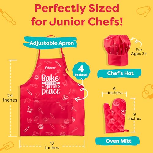 Adjustable Kids Chef Hat & Apron for Boys & Girls