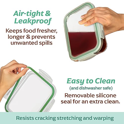 Glass Prep Containers (8 Pack Divided Set)