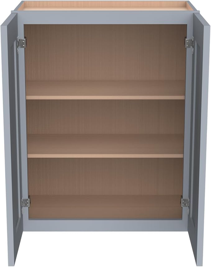 Wall-Mounted Cabinet – Solid Wood Shaker Style Medicine Cabinet with Adjustable Shelves & Soft-Close Doors for Bathroom, Kitchen, and Office Storage (Grey, 39" W x 12" D x 30" H)