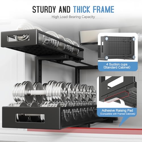 2 Pack 19IN Depth Under Sink Storage Organizer (Black / 2 Pack-19"Dx11.4"-16.14"H)