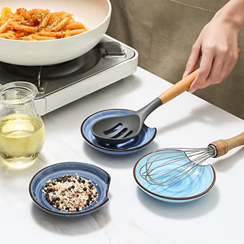 4.6 Inch Ceramic Spoon Rest for Stove Top (Gradient Blue)