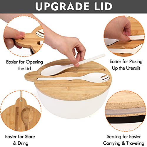 Large Salad Bowl with Lid (White ring)