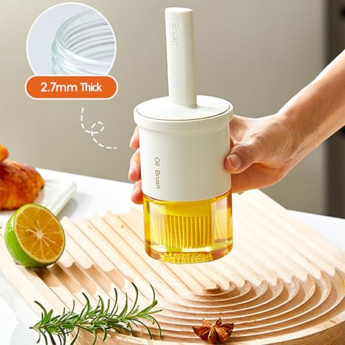 Glass Oil Dispenser with Heat Resistant Brush (Oil Dispenser-White)