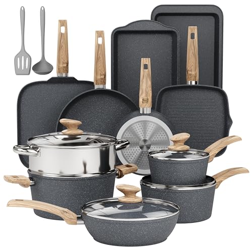 Pots and Pans Set (Bgrey / 17 PCS Cookware Set)