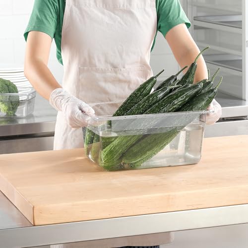 6-Pack 1/2 Size Clear Food Pan 4 Inch Deep Hotel Pan for Party and Catering BPA-free Polycarbonate Food Storage Container Stackable Freezer-safe (1/2 Size / 4" Deep)