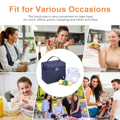 NOL Insulated Lunch Bags for Women Cooler Bag Lightweight Nylon Waterproof Lunch Box for Work Small Navy Blue 4L (Navy Blue / Small (4 Liters))