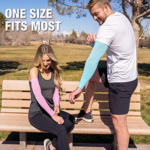 Cooling Arm Sleeves for Men & Women (1 Pair: Pink / One Size)