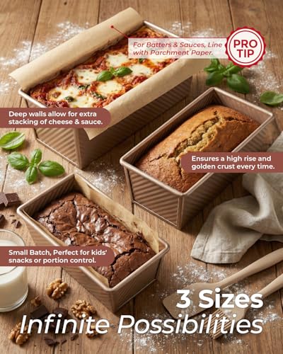 3 Piece Pullman Loaf Pan with Lid (Champagne Gold / 2.2LB+1LB+0.5LB)