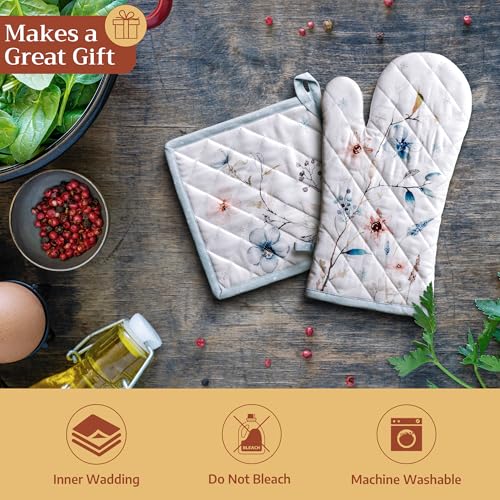 Pot Holders 100% Cotton Potholders (074 - Ice Florals / 8" x 8" (Pot Holder Pack of 2))