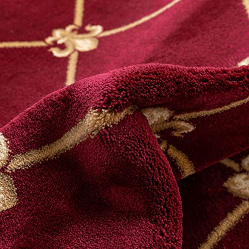 Patrician Trellis Red French European Formal Traditional 8 Round (7'10" (Round) / Red)