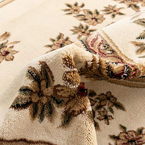 Timeless Collection Le Petit Palais Ivory 5' Foot Round Luxurious Traditional French Medallion Oriental Area Rug Perfect for Living Room Bedroom or Dining Room Easy (5'3" (Round) / Ivory)