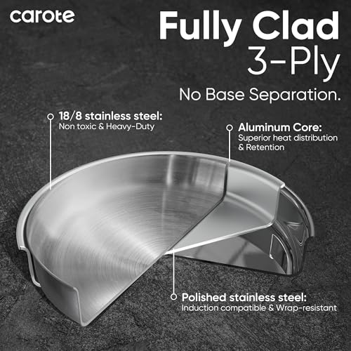 18pcs Tri Ply Stainless Steel Cookware Set with Detachable Handle (18 PCS)