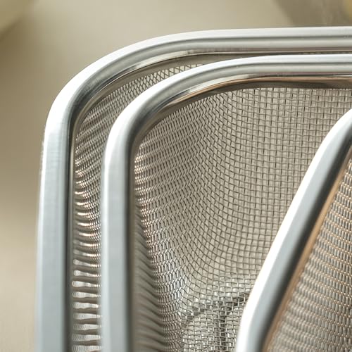 18 8 Stainless Steel Fine Mesh Strainer Basket with Feet (11.02 inch / Sleek Square)