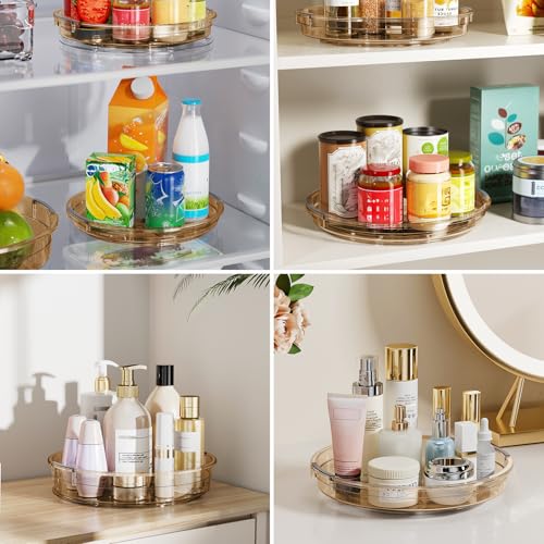 3 Pack Lazy Susan Organizer Turntable for Cabinet (Amber / 3 Pack 12in+10.6in+9.25in)