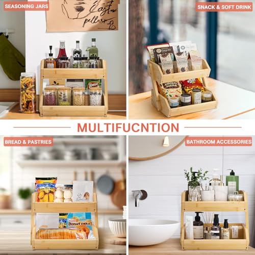 2 Tier Bamboo Fruit Basket for Kitchen Counter (Bamboo / 2-Tier)