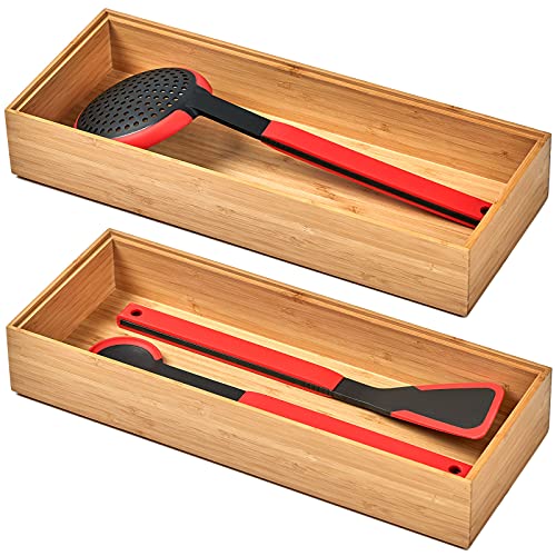 Bamboo Kitchen Drawer Organizer Boxes with Anti