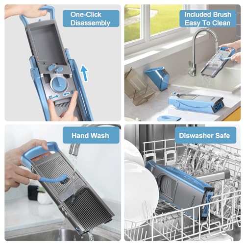 Safe Mandoline Slicer for Kitchen (3rd Gen, Blue)