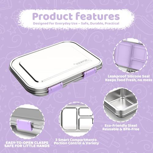 Stainless Steel Bento Box for Kids 1000ml (Purple)