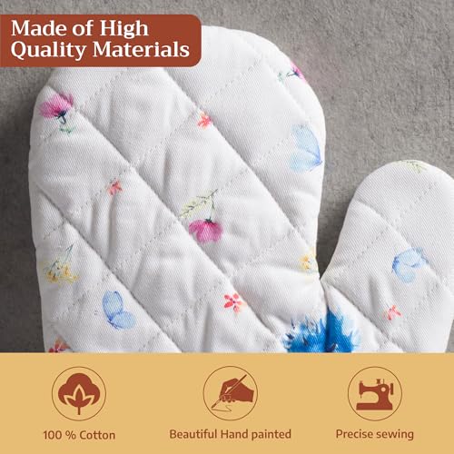 Maison d'Hermine Oven Gloves 100% Cotton Oven Mitt (080 - Flower in the Field / 7.5" x 13" (Oven Mitt))