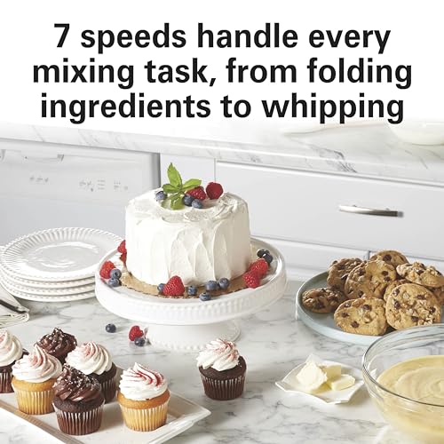 Electric Stand Mixer (Red / 7 Speeds with Whisk & Splash Guard)