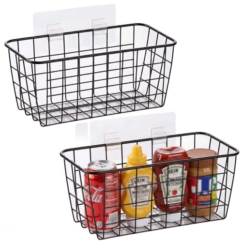 2 Set Adhesive Hanging Wall Basket Inside Cabinet Door Organizer (2 Count)