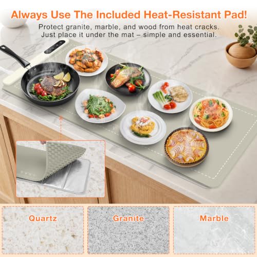 Extra Large Warming Mat for Food (XX Large Size: 36"x16" / Khaki)
