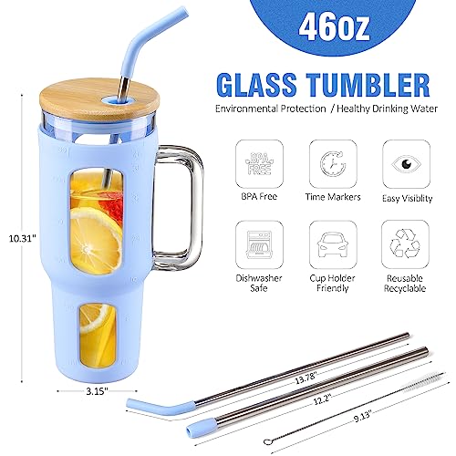 Glass Tumbler with Lid and Straw (Glacier / 46 Ounces)