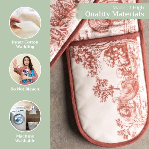 Double Oven Mitts 100% Cotton Double Oven Glove (098 - Holy Jouy - Brown / 7" x 35" (Double Oven Mitt))