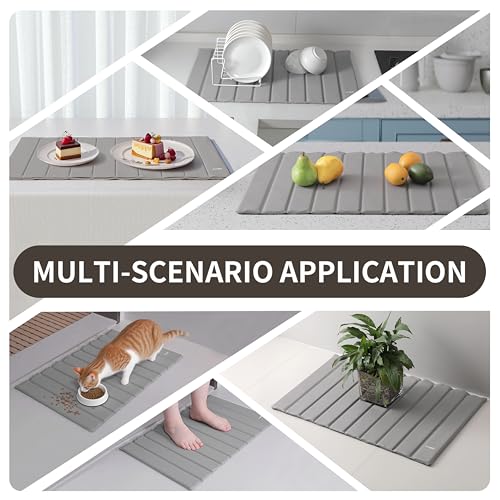 Stone Drying Mat for Kitchen Counter (PU-Grey)