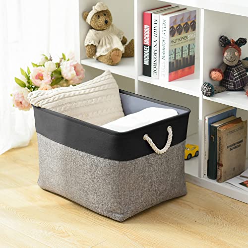 Organization and Storage Basket for Shelves (Black&Grey / 3PCS/Extra Jumbo - 20.5Lx15.7Wx13.8H)