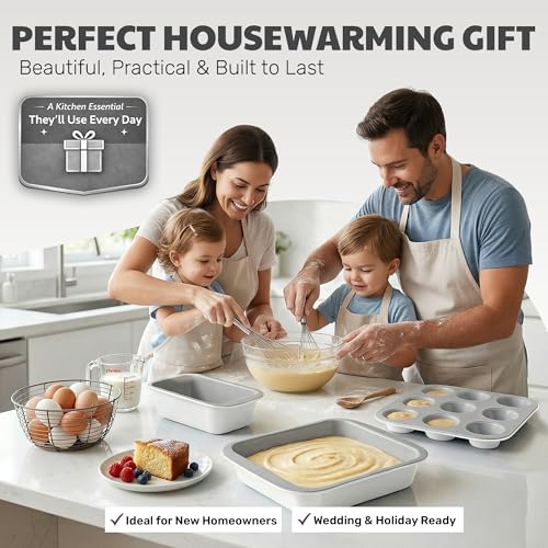 6 Pc Stackable Baking Pans Set (Cream / Gray)