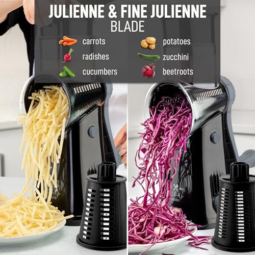 Rotary Cheese Grater Manual Hand Crank 5 Blade Shredder