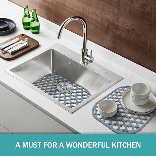 Silicone Kitchen Sink Protectors Mats (Gray (2 Packs))