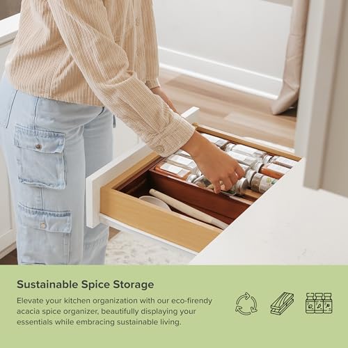 Expandable Spice Drawer Organizer (Natural Acacia)