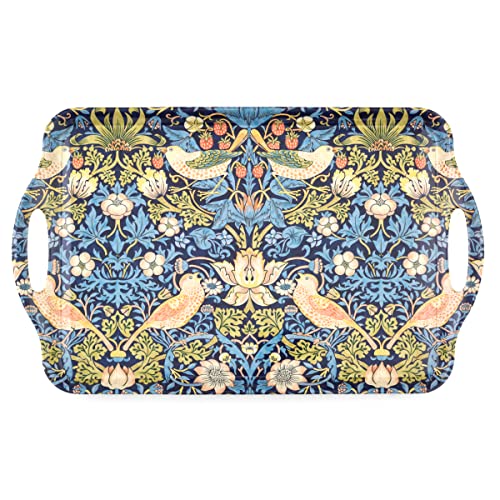 Morris & Co Strawberry Thief Blue Tray with Handles (18.9" x 11.6" x 1" / Blue Strawberry Thief)