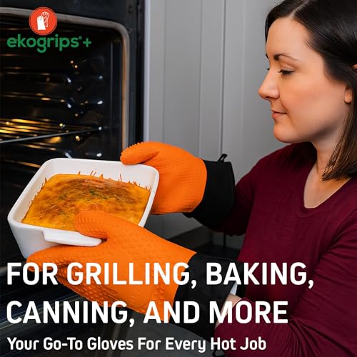 Ekogrips+ Premium Silicone Oven Mitts (Orange / L/XL)