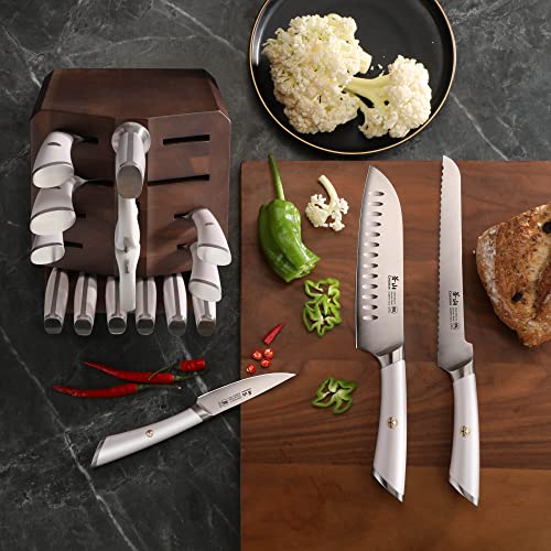 ELBERT Series German Steel Forged Knife Block Sets (17-Piece / White)