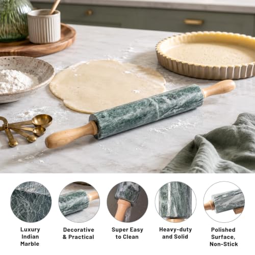 Natural Green Marble Rolling Pin (Natural Green Marble with Pastry Mat)