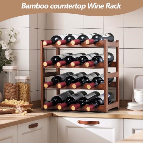 Bamboo Wine Rack (4 Tier Brown)