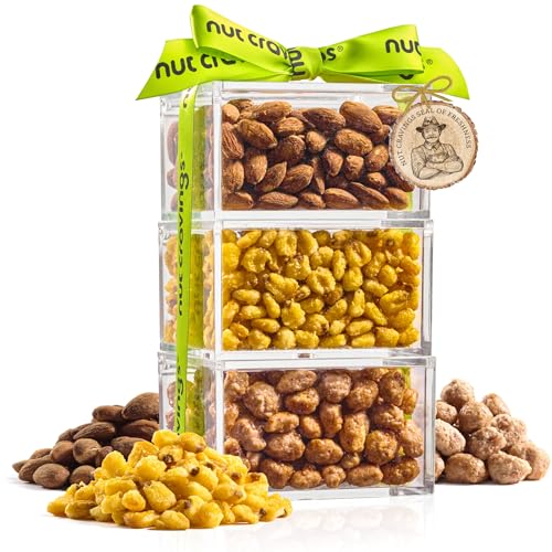 Mixed Nuts Acrylic Tower Gift Basket (Lucite Nut Assortment)