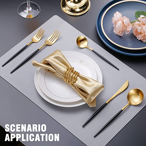 Matte Black Gold Silverware Set for 6 (Black/Gold / 30 Pieces Set)