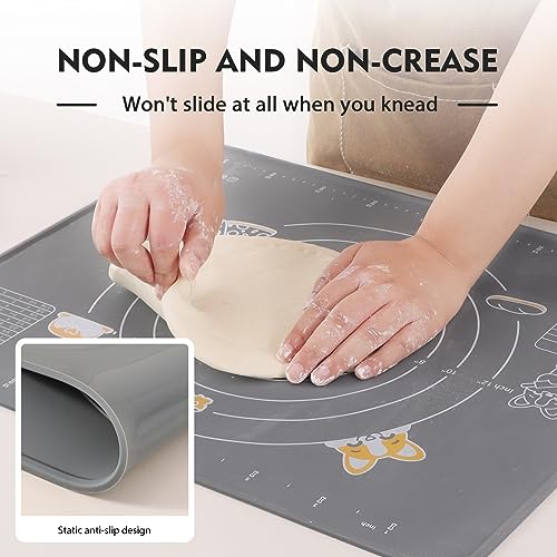 Silicone Baking Mat Sheet and Pastry Dough Cutter (Gray / 20"L x 16"W)