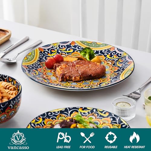 12 Pieces Dinnerware Sets (Service for 4 (12 Pcs) / Bohemian Dark Green)