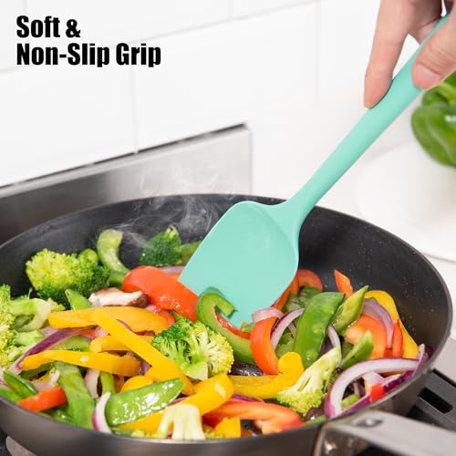 600°F Heat Resistant Silicone Spatula Scrapers (Set of 3 / Aqua Sky)